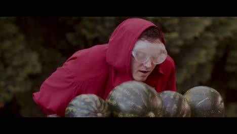 man with watermelons