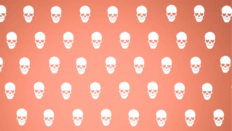 animación de cráneos que caen sobre un fondo rosa