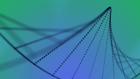 animación de la cadena de adn en fondo azul y verde