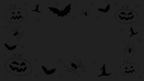 dark halloween hand drawn doodles stop motion animation, with pumpkins, spiders and bats