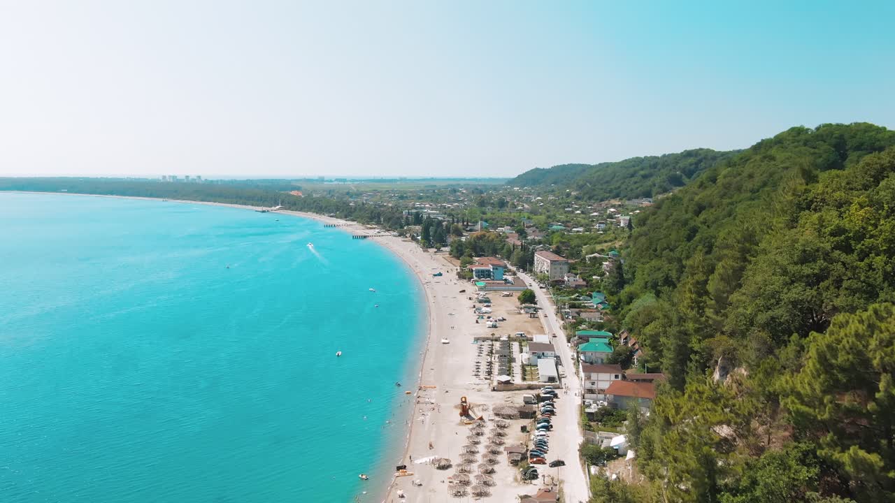 Aerial view of a beautiful beach resort town