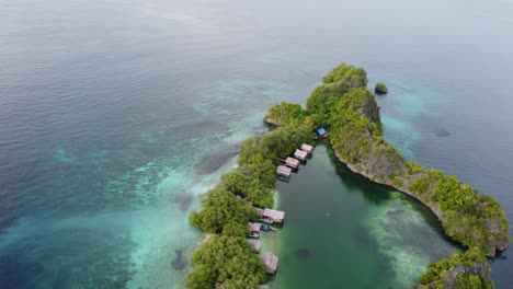 low orbit drone view of lagoon in west papua indonesia