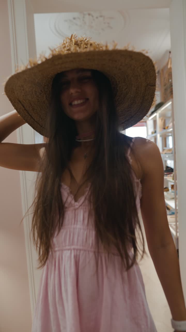 Woman in a hat and dress