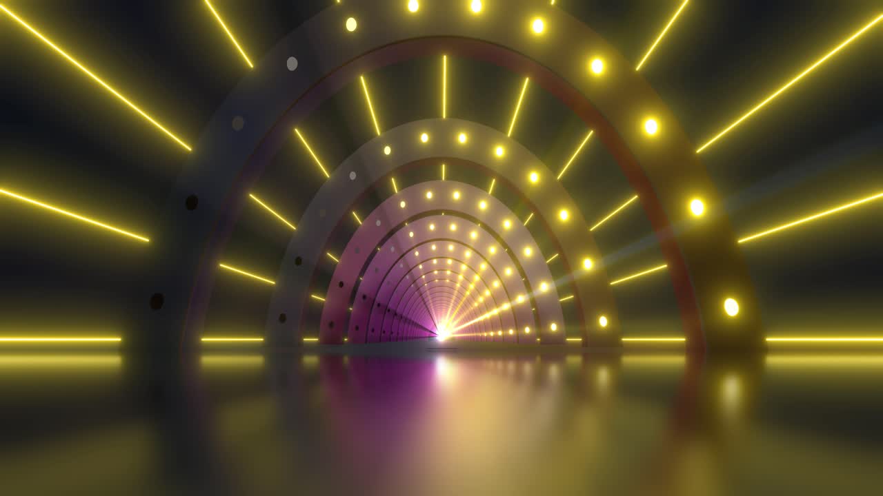 Neon Glowing Arch Tunnel