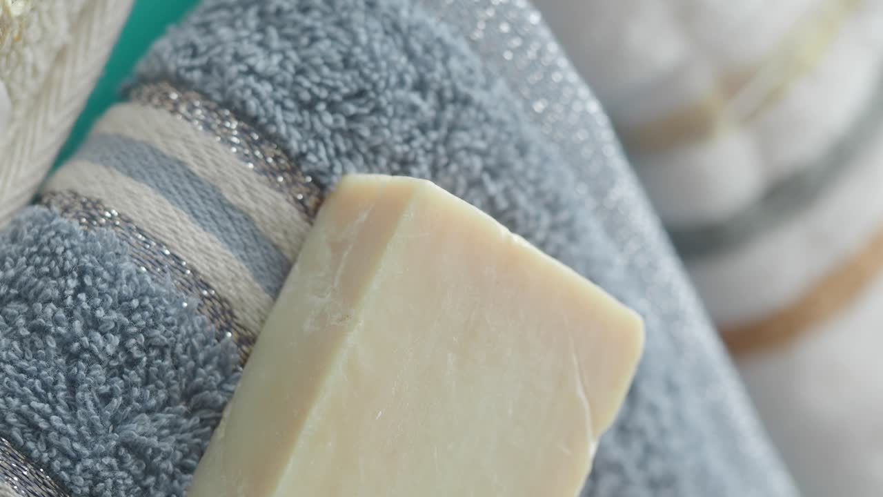 Bar of Soap on Towels