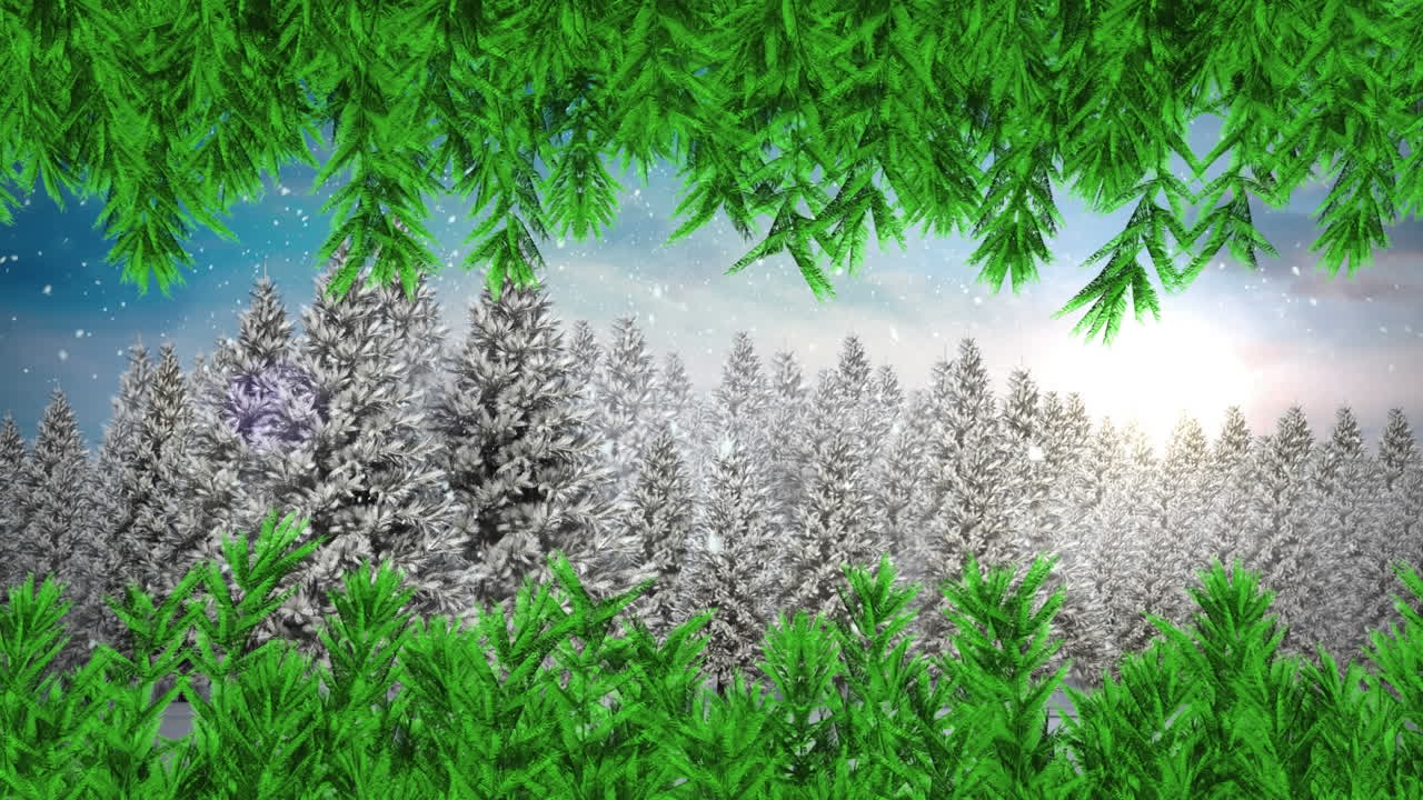 겨울 풍경에 여러 나무 위에 떨어지는 눈에 대한 나무 가지