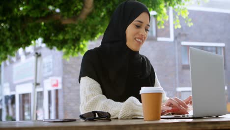 Woman-in-hijab-working-on-laptop-4k