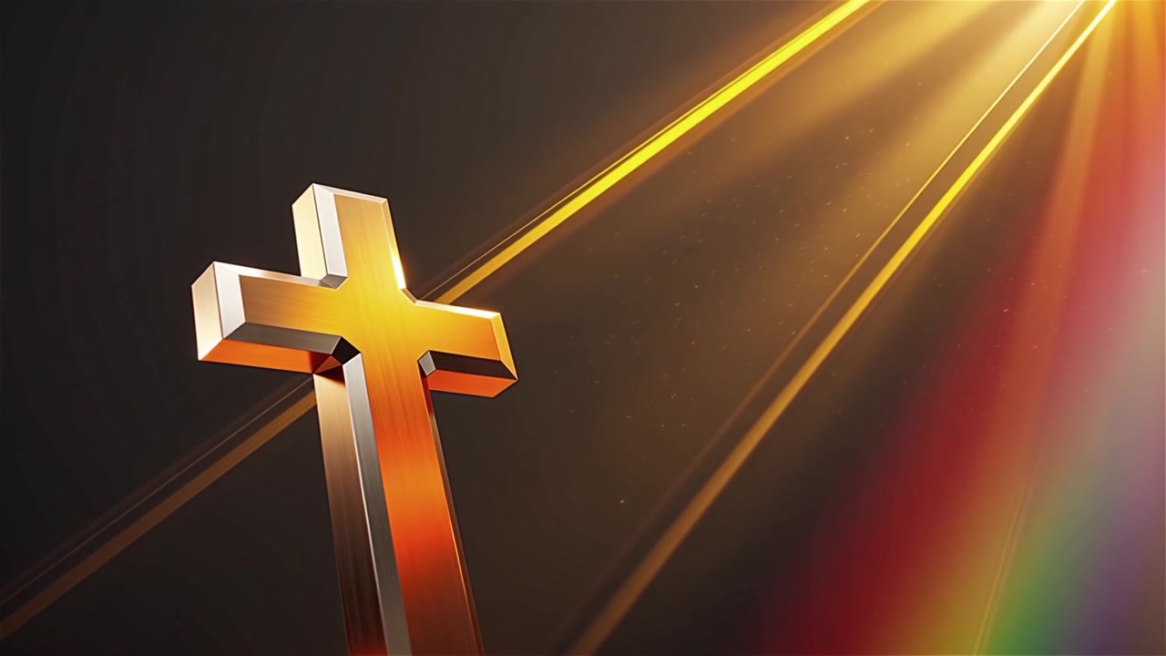 Croce Cristiana Luce Celestiale Sfondo per il Culto.