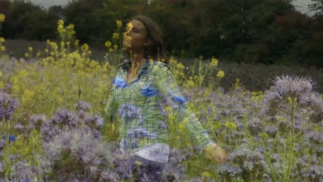 Woman-dancing-on-a-field-of-flowers