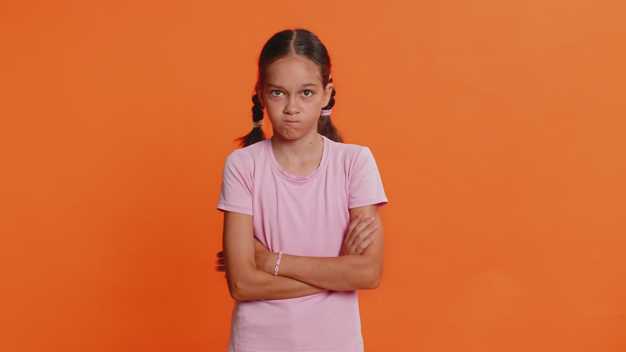 Child girl kid expressing disbelief irritation feeling bored nervous disappointed fail lose game