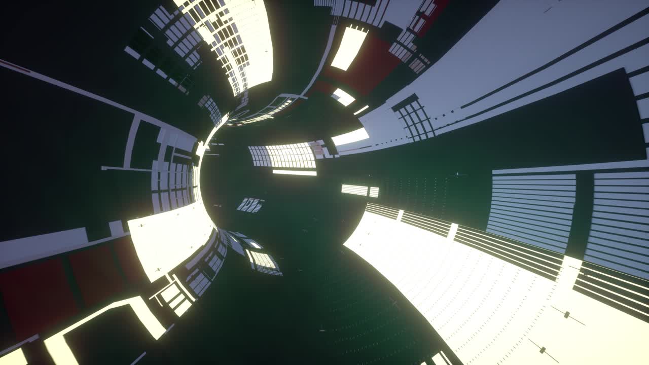 volar en el túnel de la nave espacial futurista, el corredor de la aeronave espacial. tecnología futurista abstract seamless vj para títulos tecnológicos y fondo. bucle sin costuras