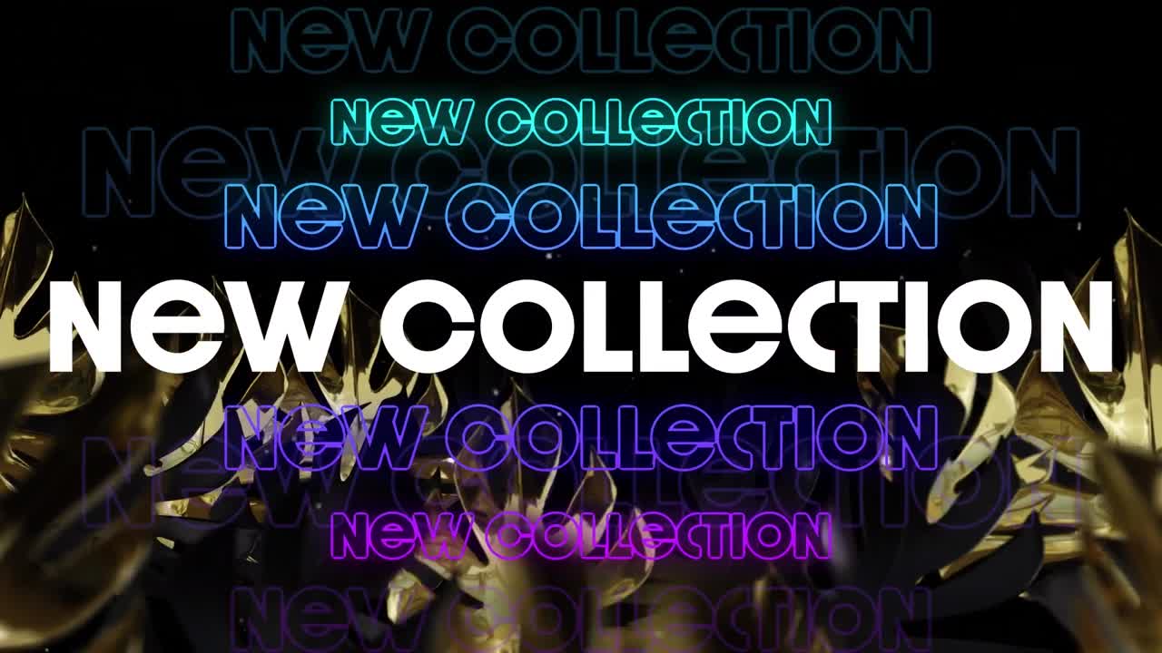 animación de nuevos textos de la colección en repetición sobre hojas sobre fondo negro