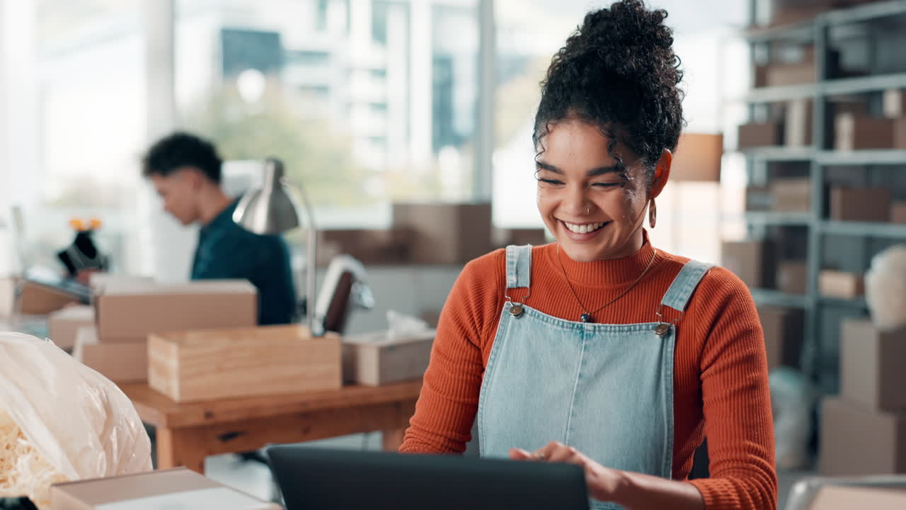 Woman running her online business