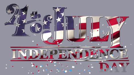 colorful confetti falling over independence day text