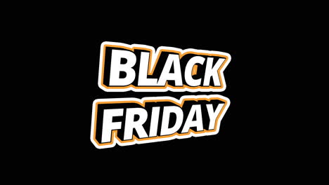 Black-Friday-3D-Textanimation-Mit-Orangefarbenem-Rahmen-Und-Rotierenden-Buchstaben---Schwarzer-Hintergrund