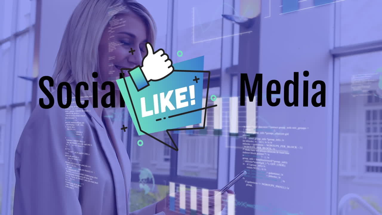 animación de iconos digitales sobre hombre de negocios usando computadora