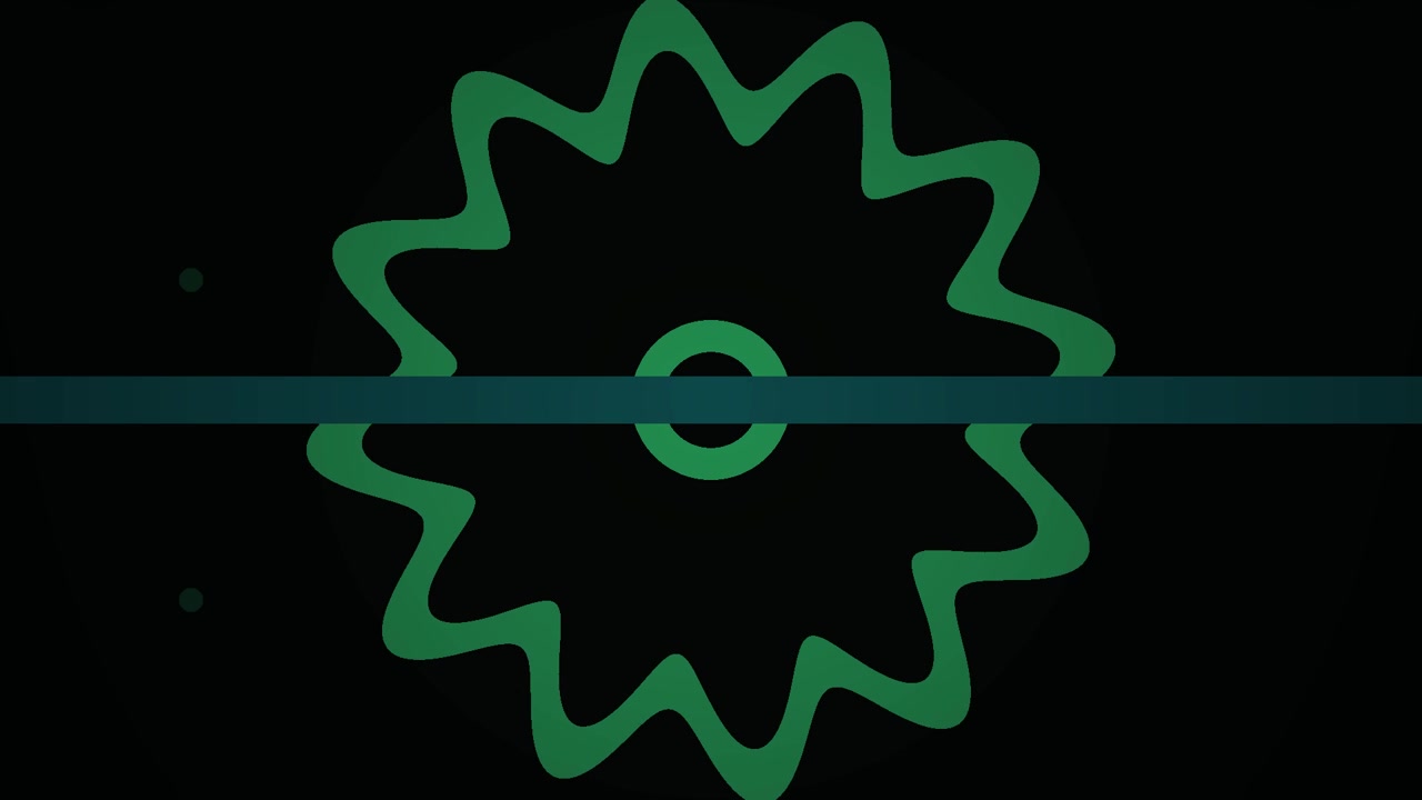 Forma de Engrenagem Verde Animada com Barra de Varredura Horizontal e Reflexo