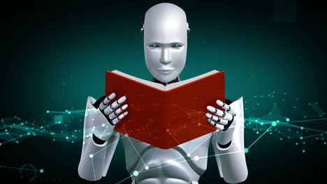 la tecnología financiera del futuro controlada por un robot humanoide utiliza el aprendizaje automático