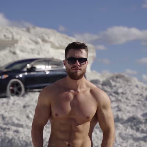 handsome topless male model