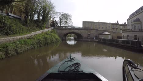 barge barrowboat timelapse through bath town centre and the kennet and avon canal