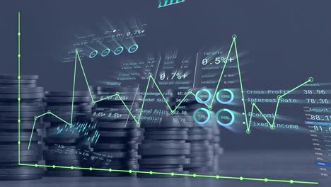 animation der finanzdatenverarbeitung über münzstapel