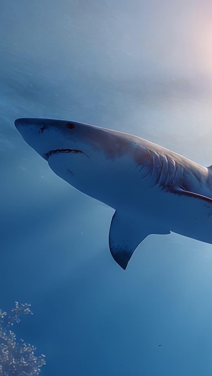 A Majestic Shark Gliding Through Crystal Clear Waters, Capturing the Essence of Ocean Life and the Beauty of Underwater Exploration in Stunning Detail