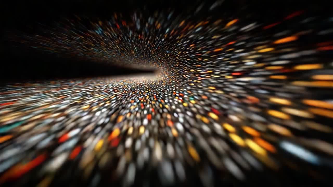 A Dynamic Visualization of Vivid Movement Through a Colorful Tunnel of Light and Reflection, Creating an Engaging Sense of Speed and Depth in an Abstract Space