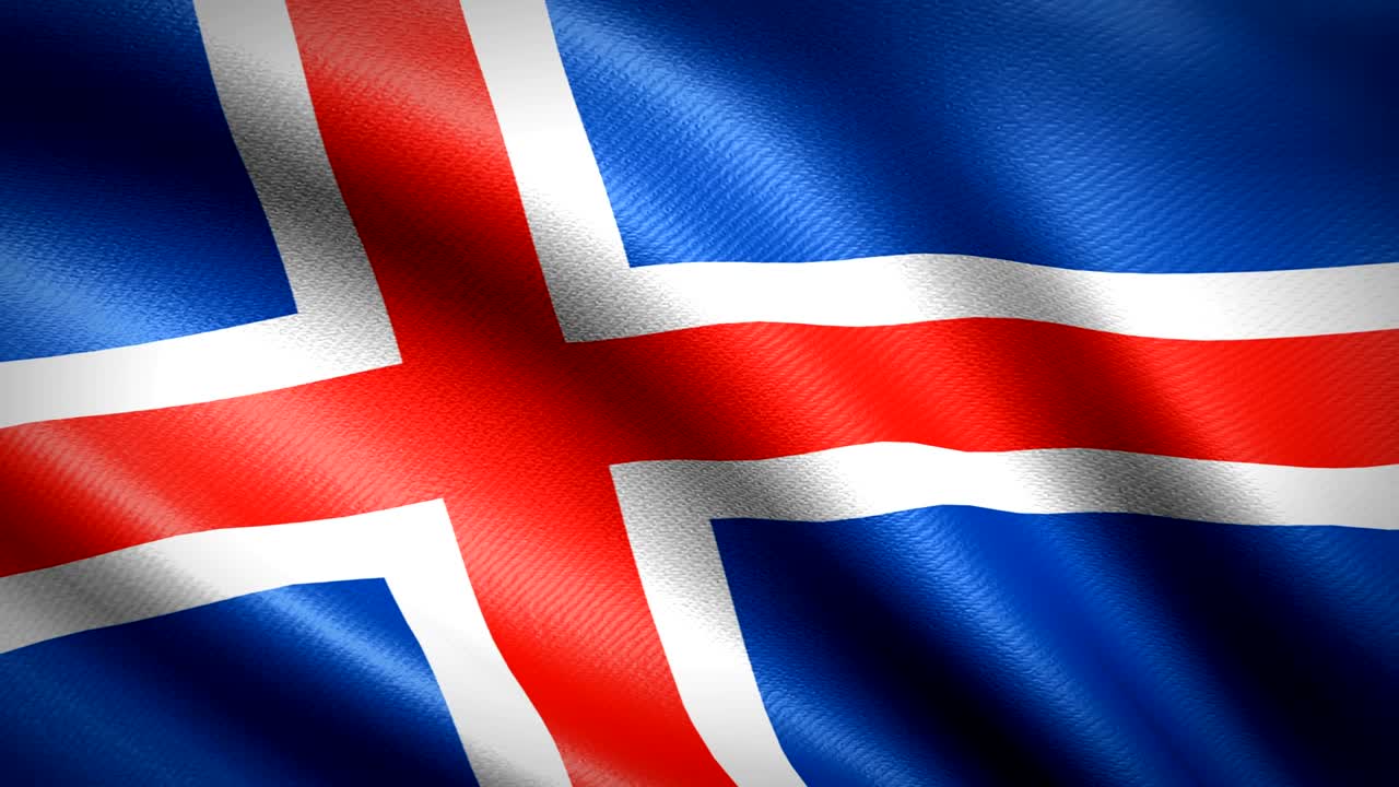 bandera de islandia. animación de bucle sin costuras. video de alta definición en 4k