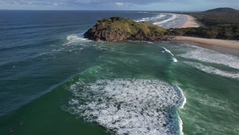 norries headland and cabarita beach near tweed shire town of bogangar in new south wales, australia. aerial shot
