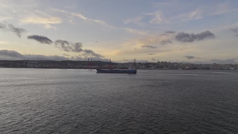 Drone-footage-of-a-tanker-ship-in-lisbon