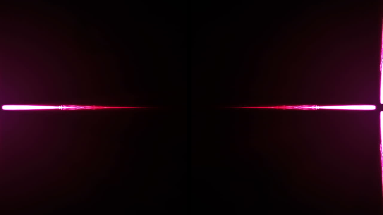 animación de una corriente de energía rosada brillante que se mueve desde el centro en ondas hacia la izquierda y la derecha, en negro