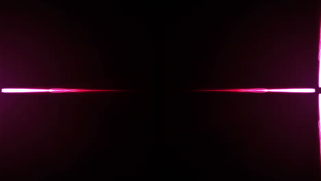 animation of glowing pink energy current moving from centre in waves to left and right, on black