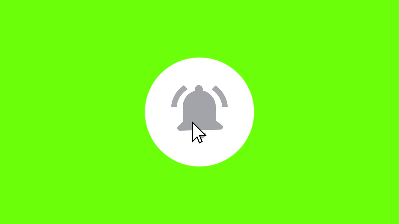Animated Bell Icon Rings After Mouse Click on Green Screen