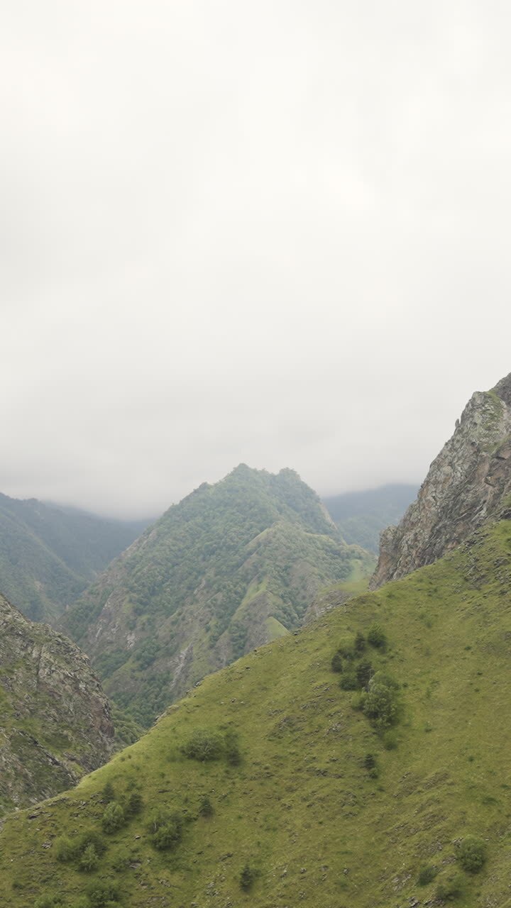 Paisaje de montaña brumosa