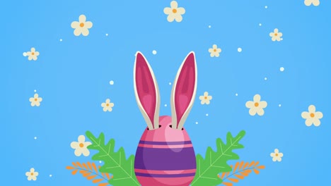feliz día de pascua con orejas de conejo en huevos pintados
