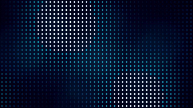 Abstract Digital Background with Pulsing Blue and White Light Dots