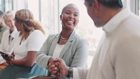 handshake, hiring or people networking in waiting