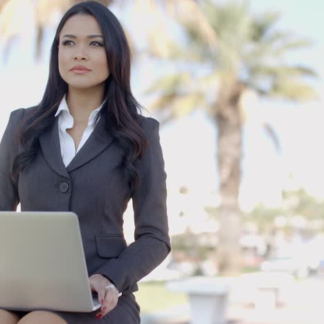 successful businessman working at laptop