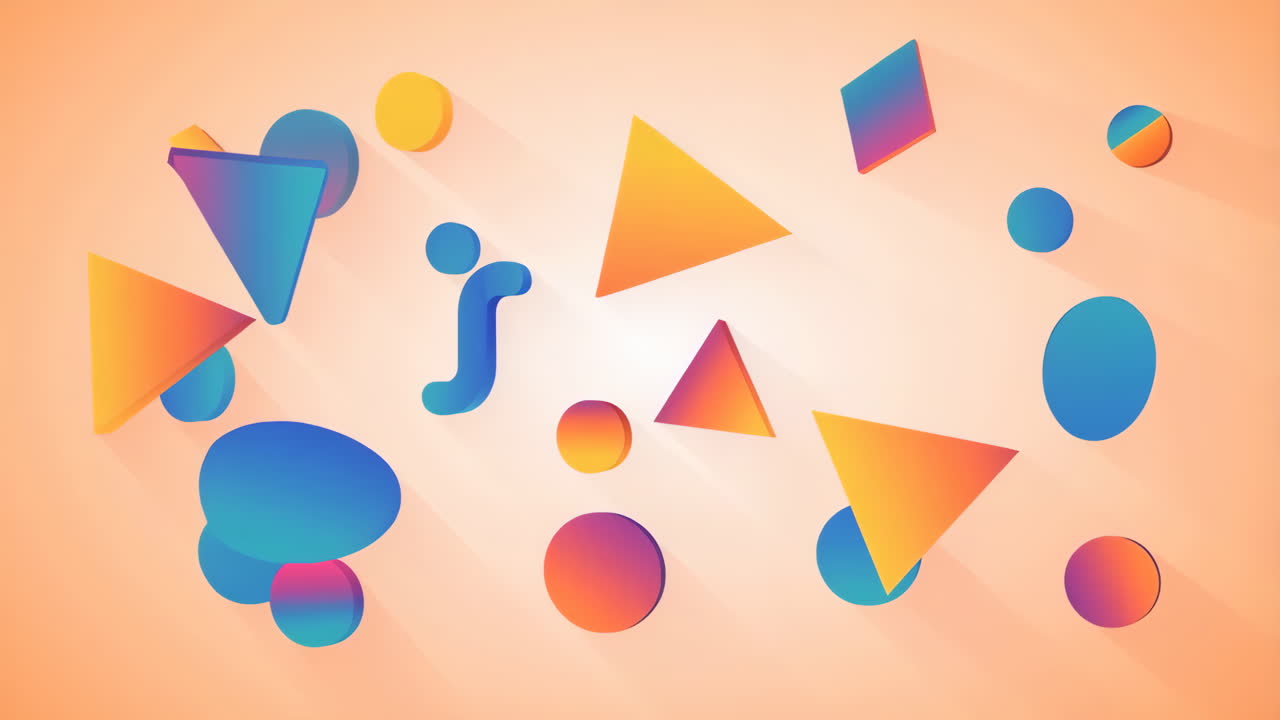 Vibrant Abstract Geometric Shapes Background in Memphis Style