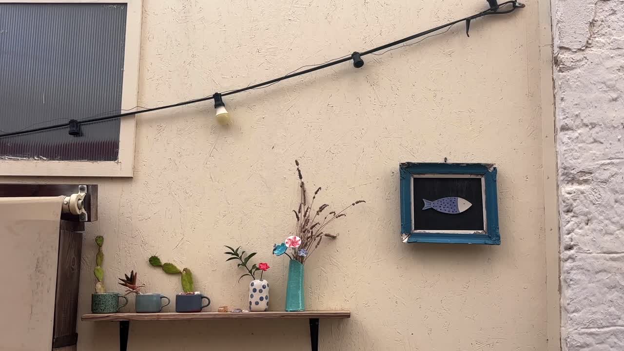 Artistic wall decor with plants in Hersonissos, Crete, Greece