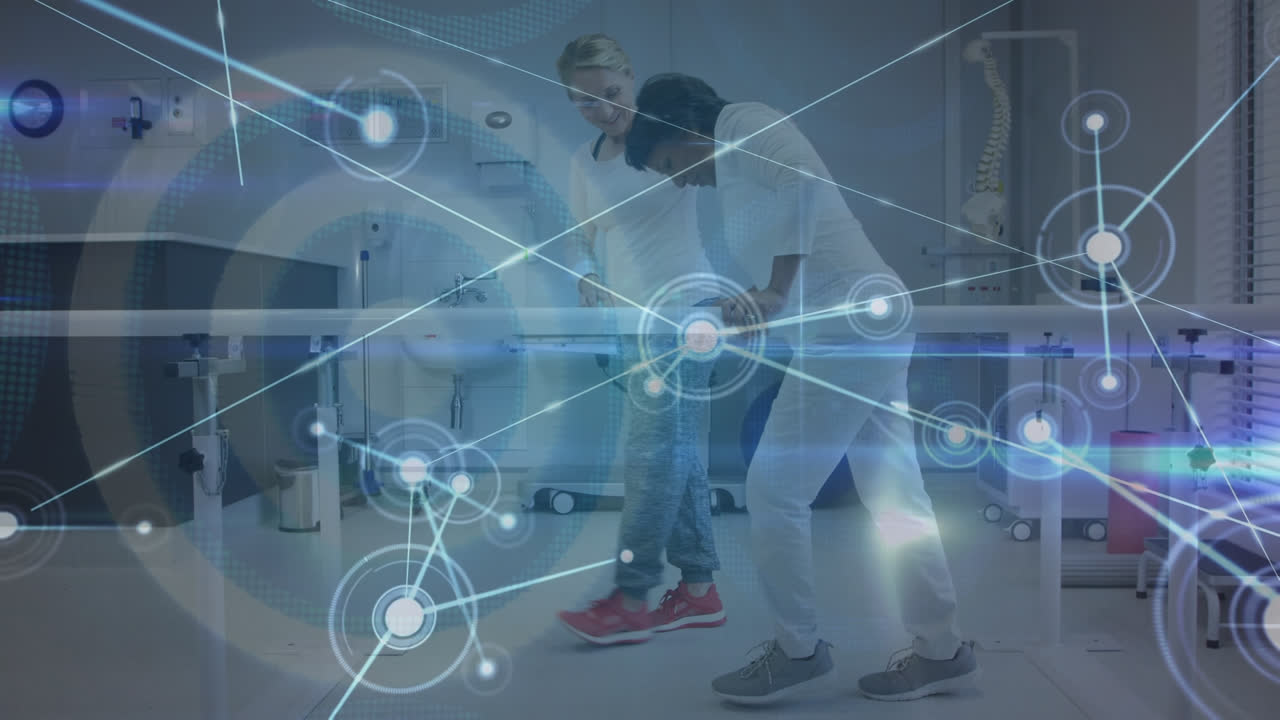 다양한 의사와 환자에 대한 연결과 모양의 네트워크의 애니메이션