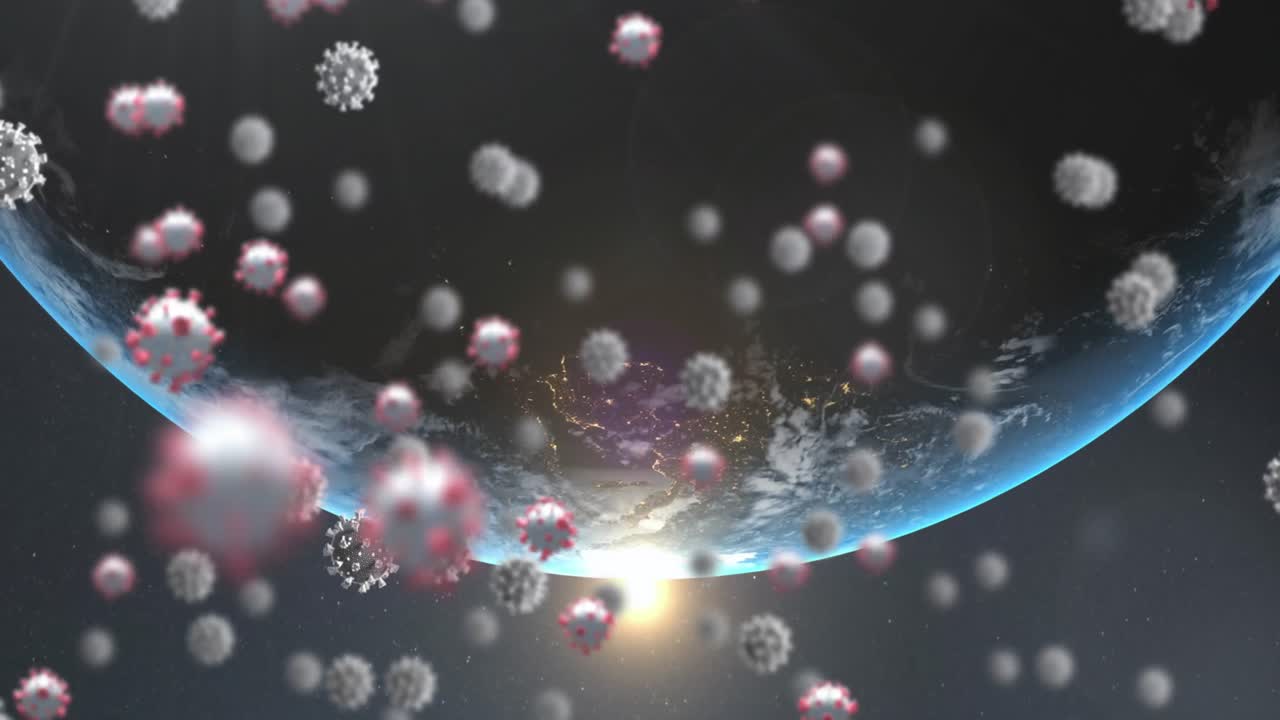지구 위를 날아다니는 박테리아 코로나바이러스