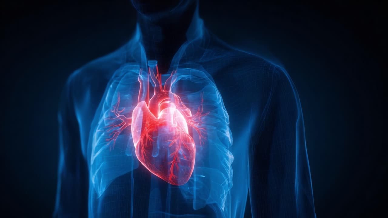 A Highly Detailed Visual Representation of the Human Heart and Thoracic Anatomy, Showcasing the Heart’s Structure and Function Within the Chest Cavity in a Strikingly Realistic 3D Model