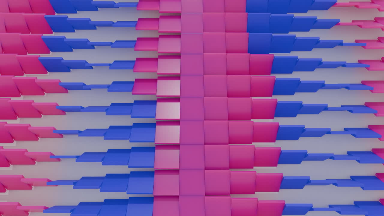 Abstract 3D Geometric Pattern of Blue and Pink Blocks