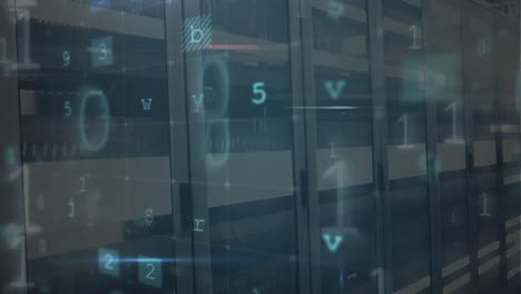 animación de una red de iconos y conexiones, procesamiento de datos e información digital en un servidor
