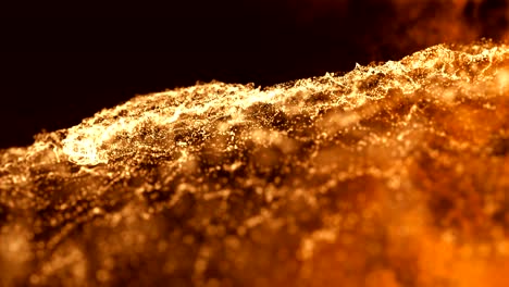 abstract background with moving and flickering floating particles. shimmering glittering golden particles on a black background.
