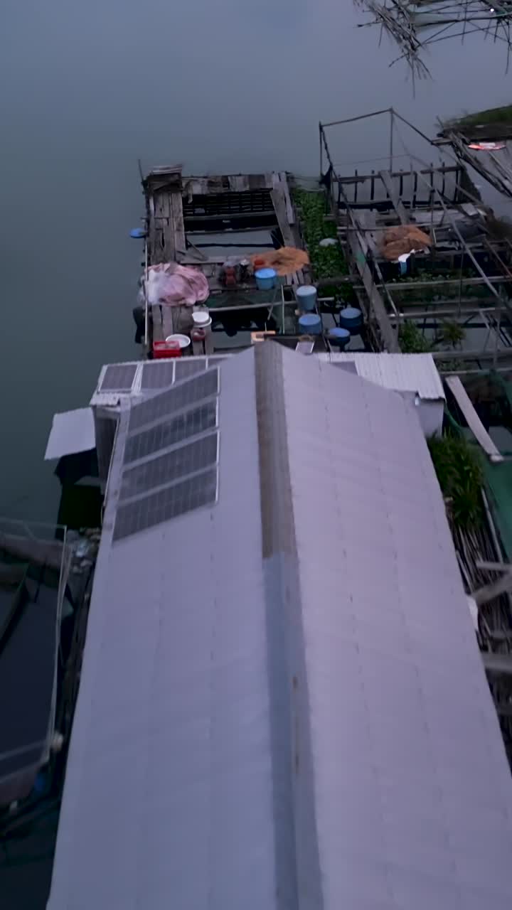 Waterfront houses and structures on a calm lake