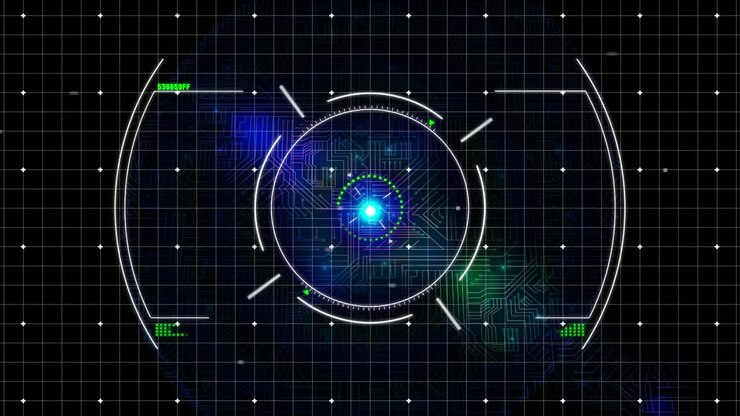 Animazione di un mirino su sfondo nero
