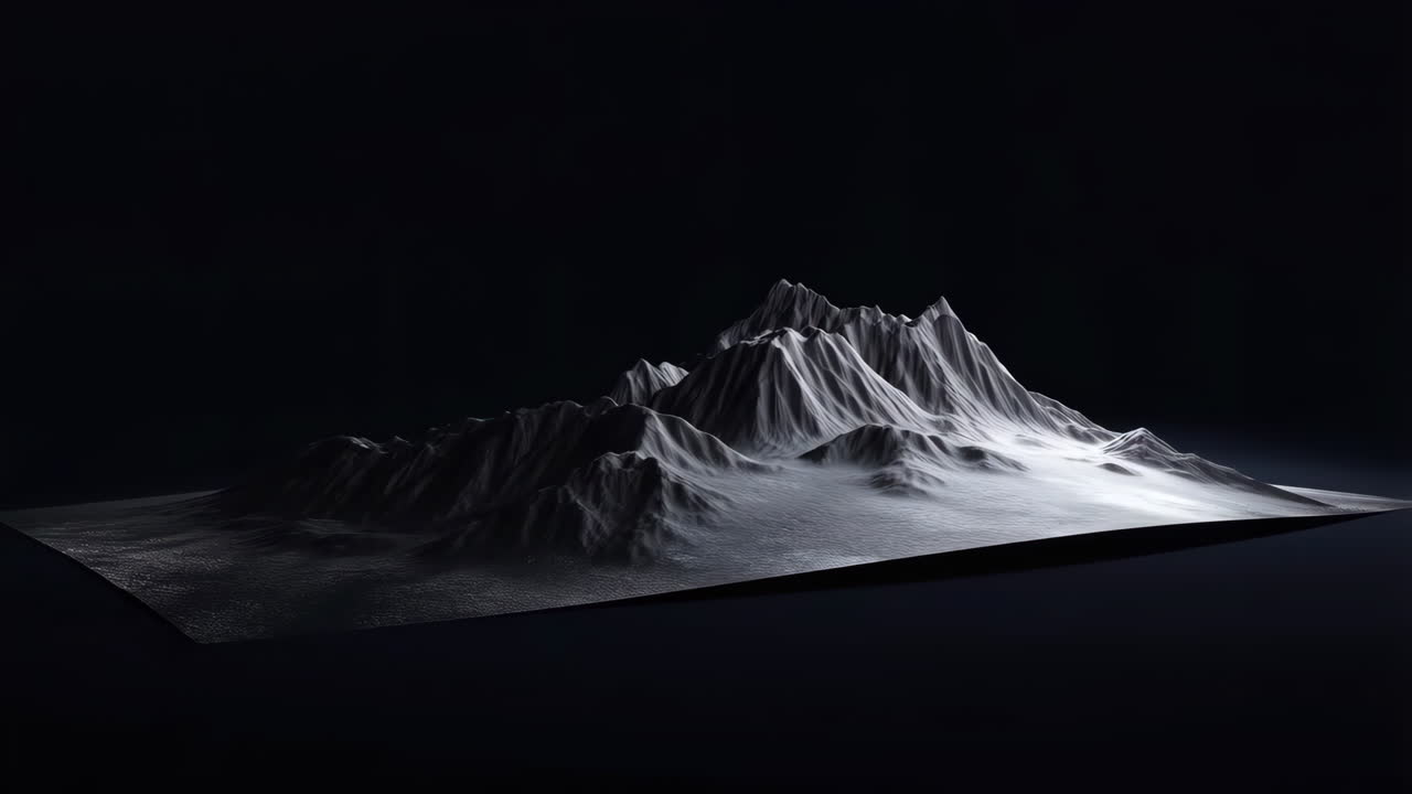 Minimalist Monochrome 3D Render of Abstract Mountains
