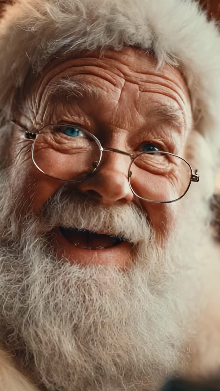 Um encontro alegre com um senhor sorridente, com uma barba branca e fofa e olhos azuis brilhantes, irradiando calor e felicidade em um ambiente tranquilo